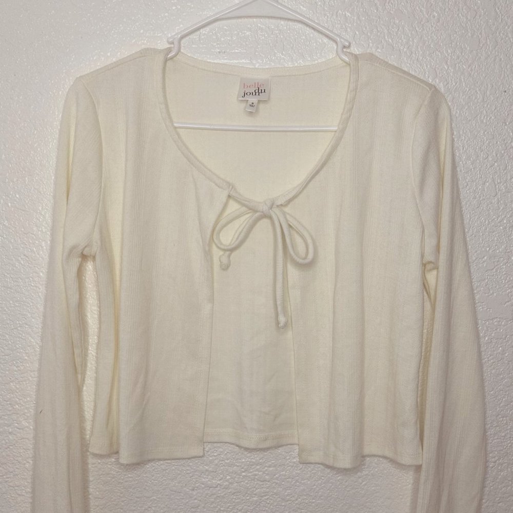 White Long sleeve open Top sweater